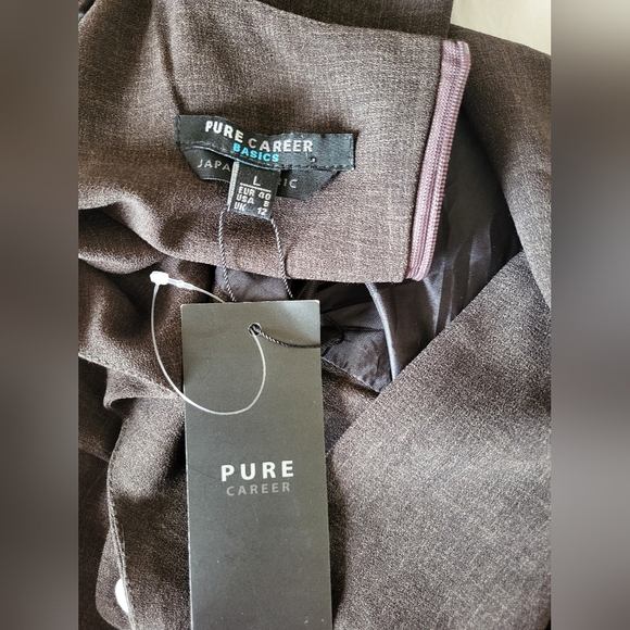 NEW Pure Career Elegant Brown V-Neck Midi Dress, Size Large - Picture 6 of 7